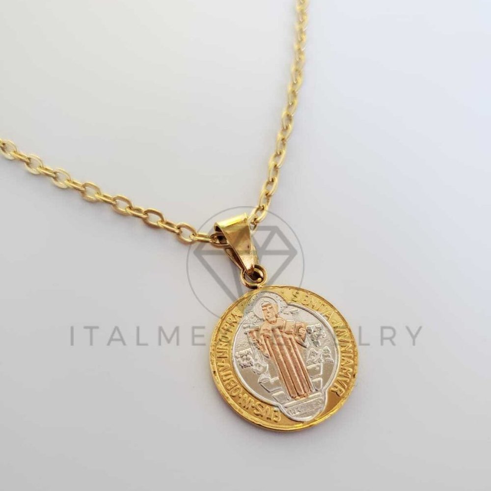 18K Gold Plated Saint Benedict Medal & 22" Chain